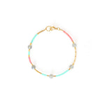 Mint, pink and gold beaded labradorite gemstone bracelet