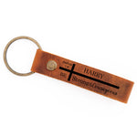 Joshua 1:9 Be Strong & Courages Personalized Christian Gift for Men Custom Bible Verse Engraved Leather Keychain