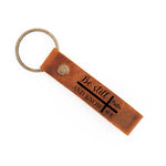 Psalm 46:10 Be Still and Know Bible Verse Engraved Leather Keychain, Religious Inspirational Gift for Men and Women