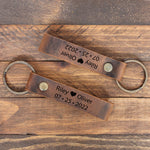 Matching Couple Keychain Set, Name and Date Engraved Personalized Leather Keychain for Boyfriend and Girlfriend