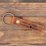 Drive Safe Personalized Leather Keychain for Grandpa, Father’s Day Gift for Grandfather from Granddaughter and Grandson