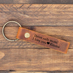 Drive Safe Personalized Leather Keychain for Mom, Mother’s Day Gift from Daughter and Son