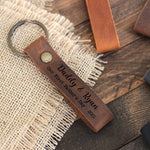 Personalized Leather Keychain for New Dad, First Father’s Day Gift