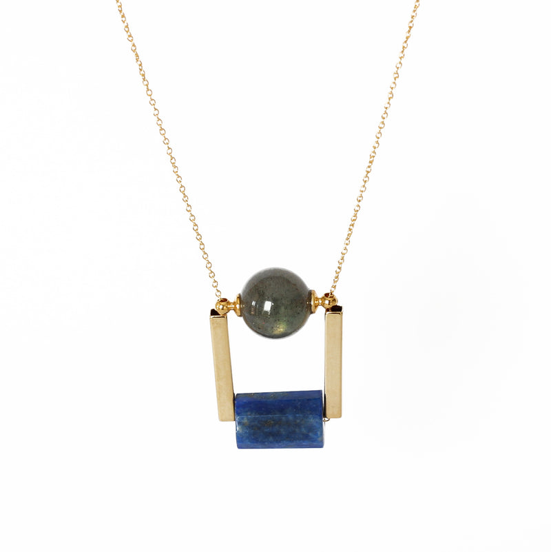 gemstone pendant labradorite and lapis lazuli necklace 