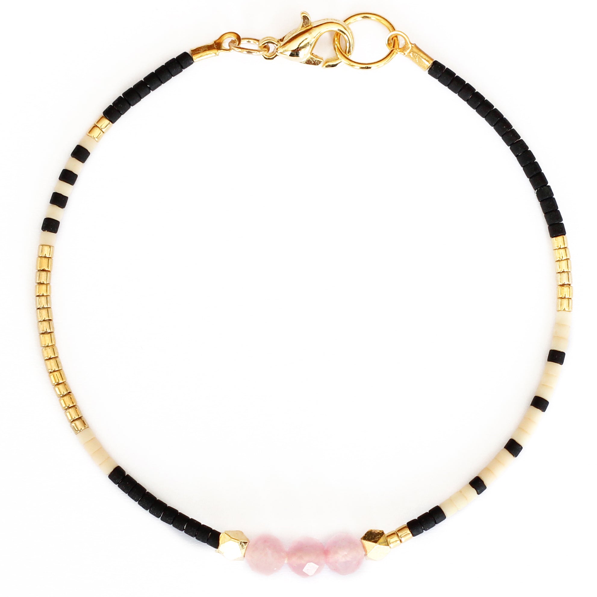 Delicate Beaded Pink Quartz Bracelet