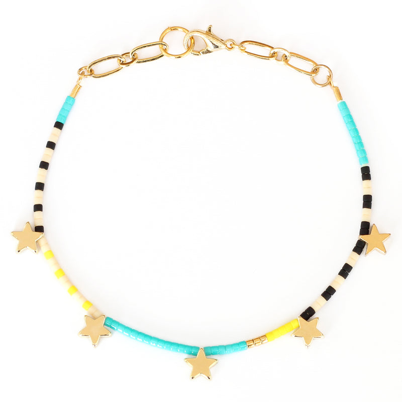 Delicate Beaded Gold Star Bracelet