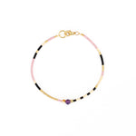 Pink and gold beaded dainty amethyst crystal bracelet