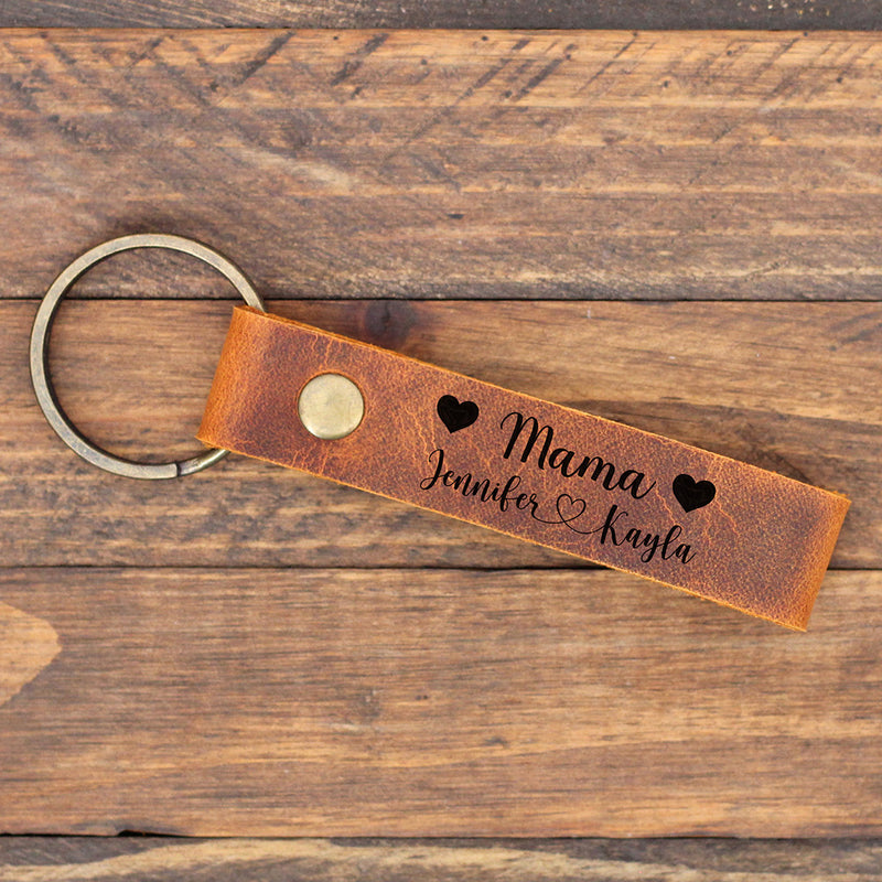 Personalized Leather Keychain for Mom