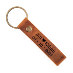 Personalized Leather Keychain, Name and Date Engraved Valentine’s Day Gift for Boyfriend
